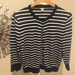 Classic JCrew cardigan white & black stripes